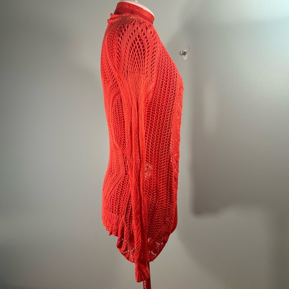 Lace knit pinkish coral cardigan - S - Picture 4 of 9